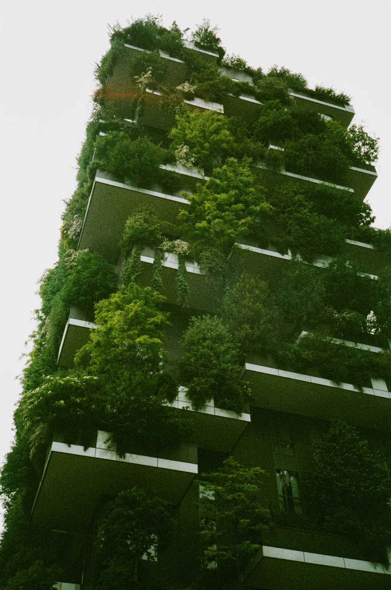 Residential tower covered in green plants